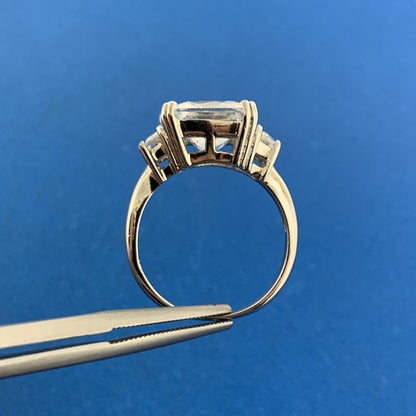 Designer 925 Sterling Silver Princess Cubic Zirconia CZ Accented Engagement Ring