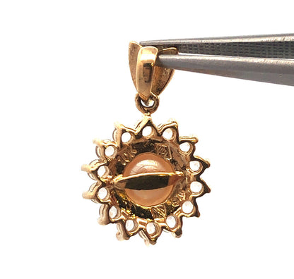 10K Yellow Gold White Topaz Pearl Wedding Bridal June Anniversary Pendant