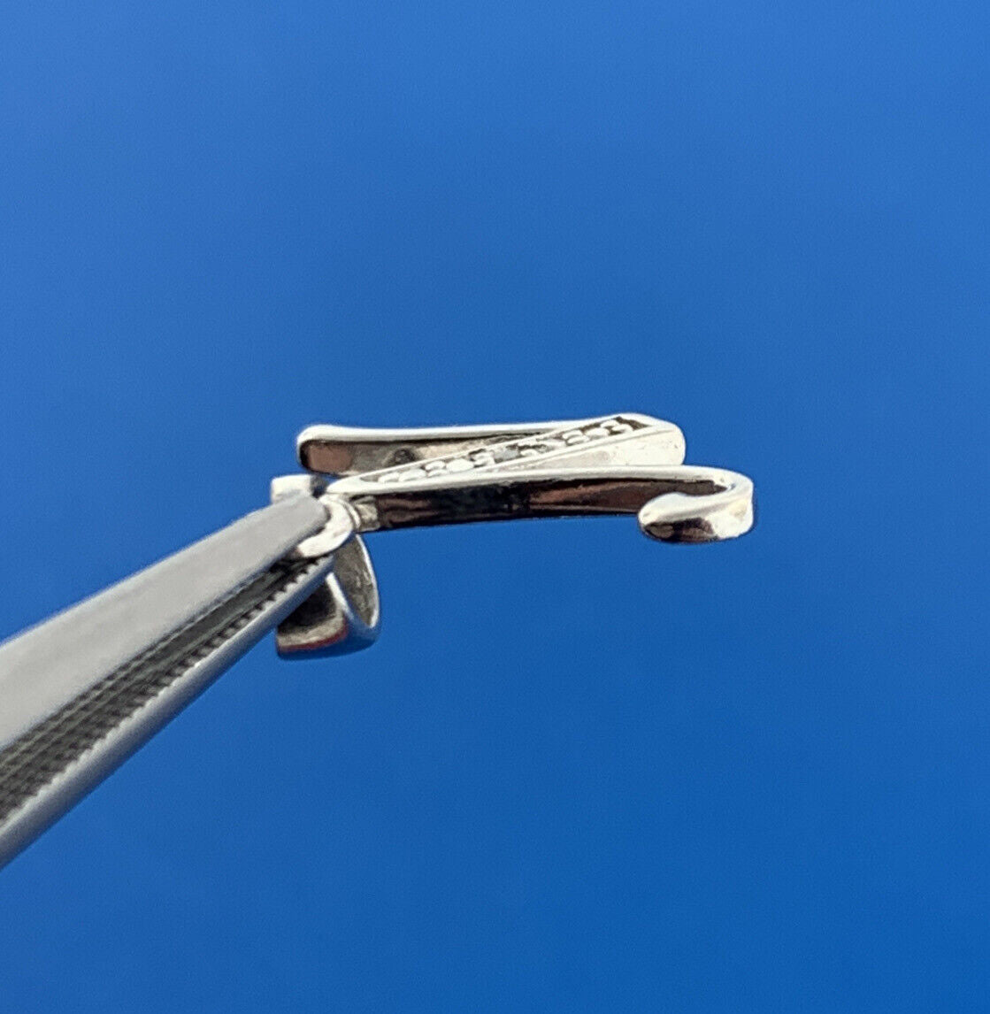 Designer 925 Sterling Silver Diamond N Initial Script Monogram Pendant Charm