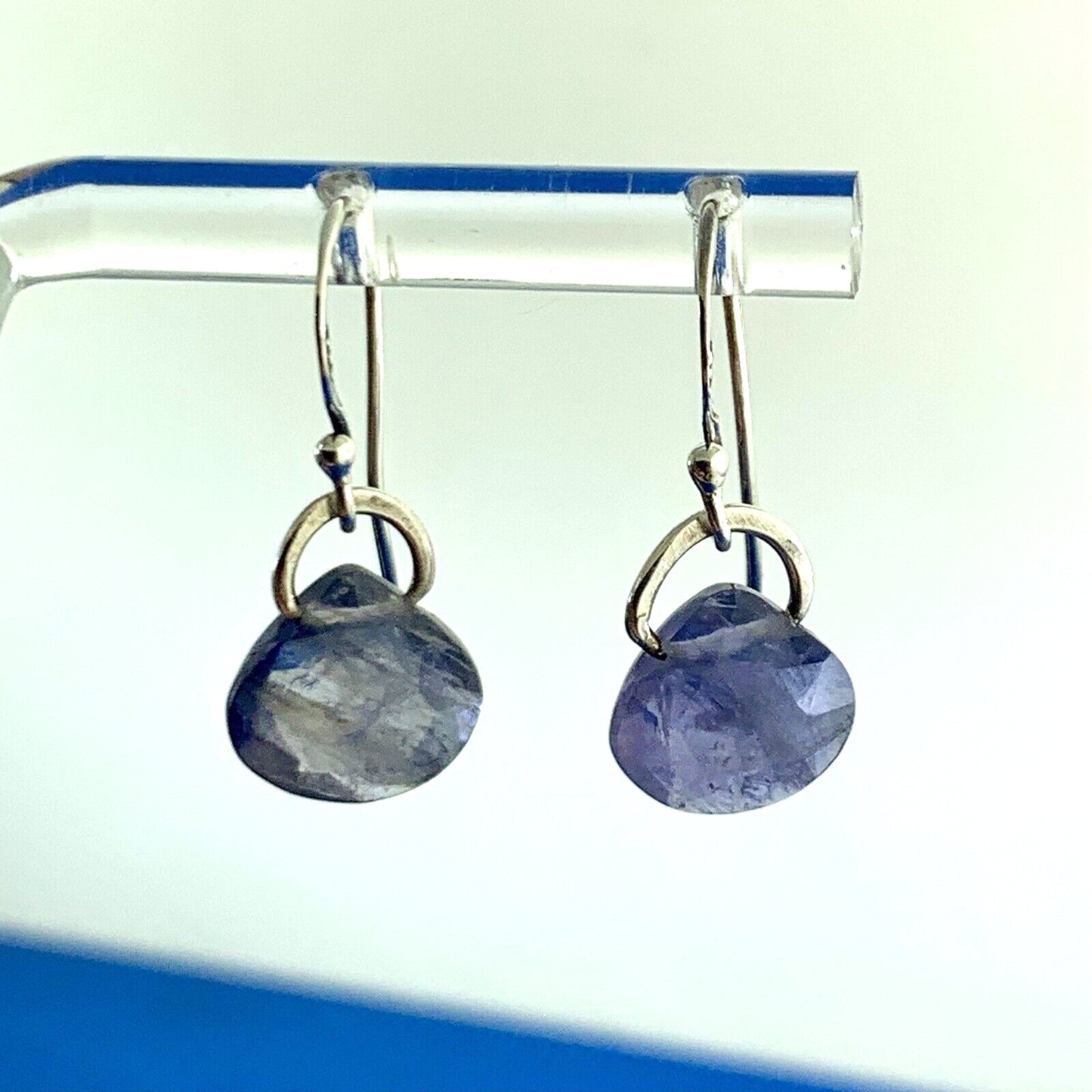 925 Sterling Silver Pear Cushion Cut Tanzanite Drop Dangle Hook Earrings