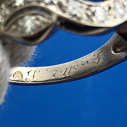 Mid Century 14K White Gold Diamond Modernist Entwined Wave Wedding Band Ring