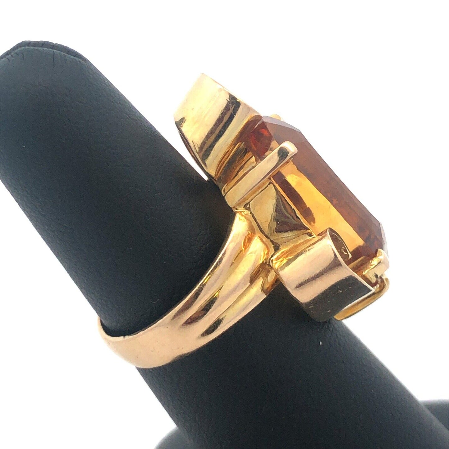 Vintage 14K Yellow Gold Oval Citrine Modernist Statement Cocktail Ring