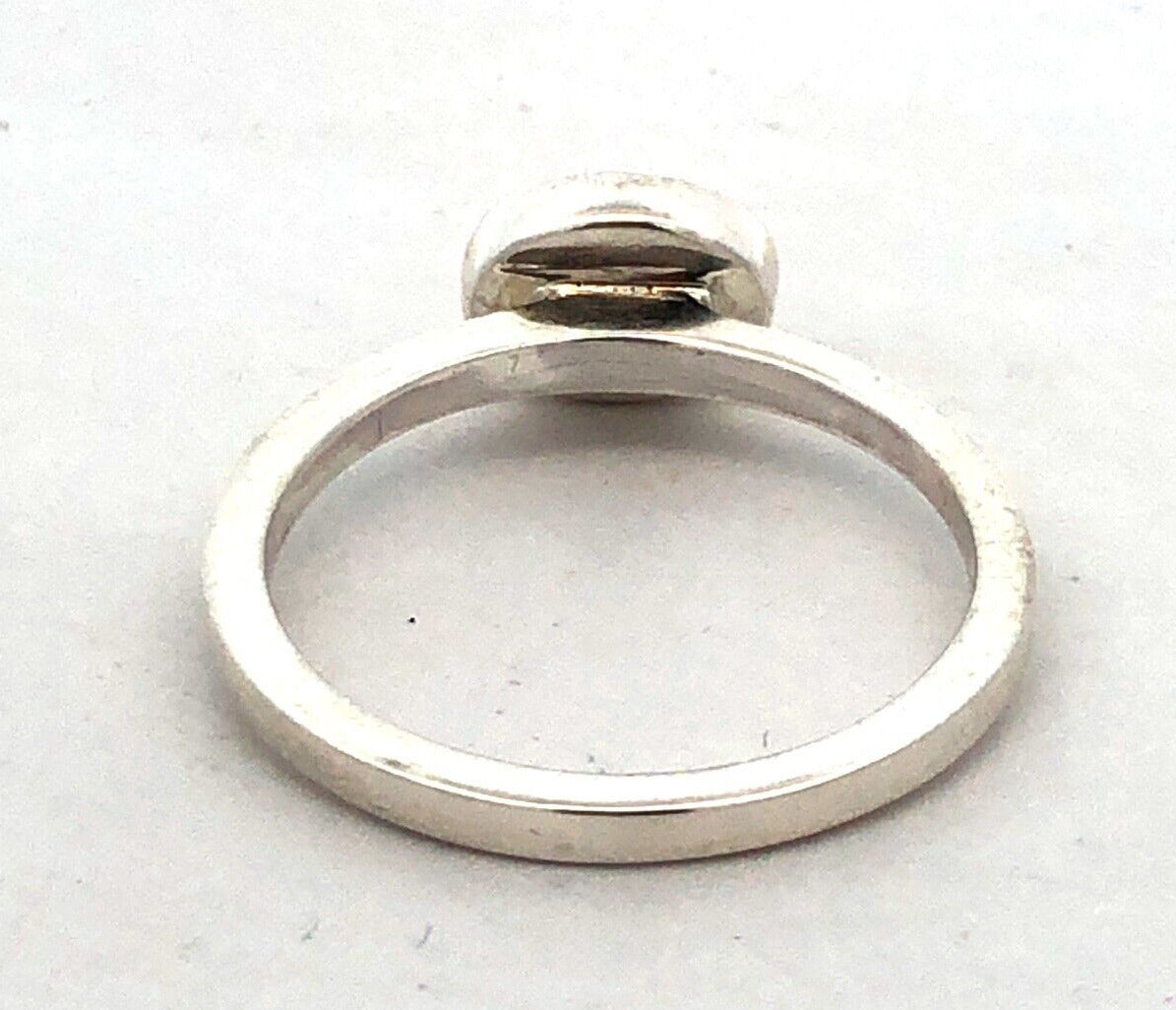 Estate 925 Sterling Silver Oval Orange Tourmaline Bezel Solitaire Ring