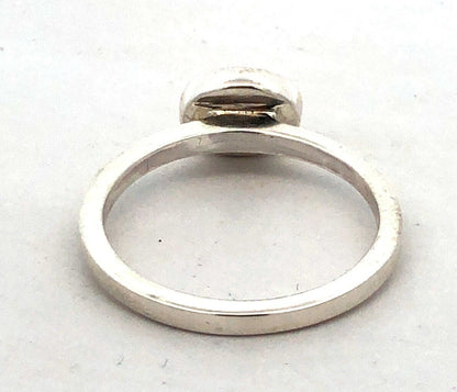 Estate 925 Sterling Silver Oval Orange Tourmaline Bezel Solitaire Ring