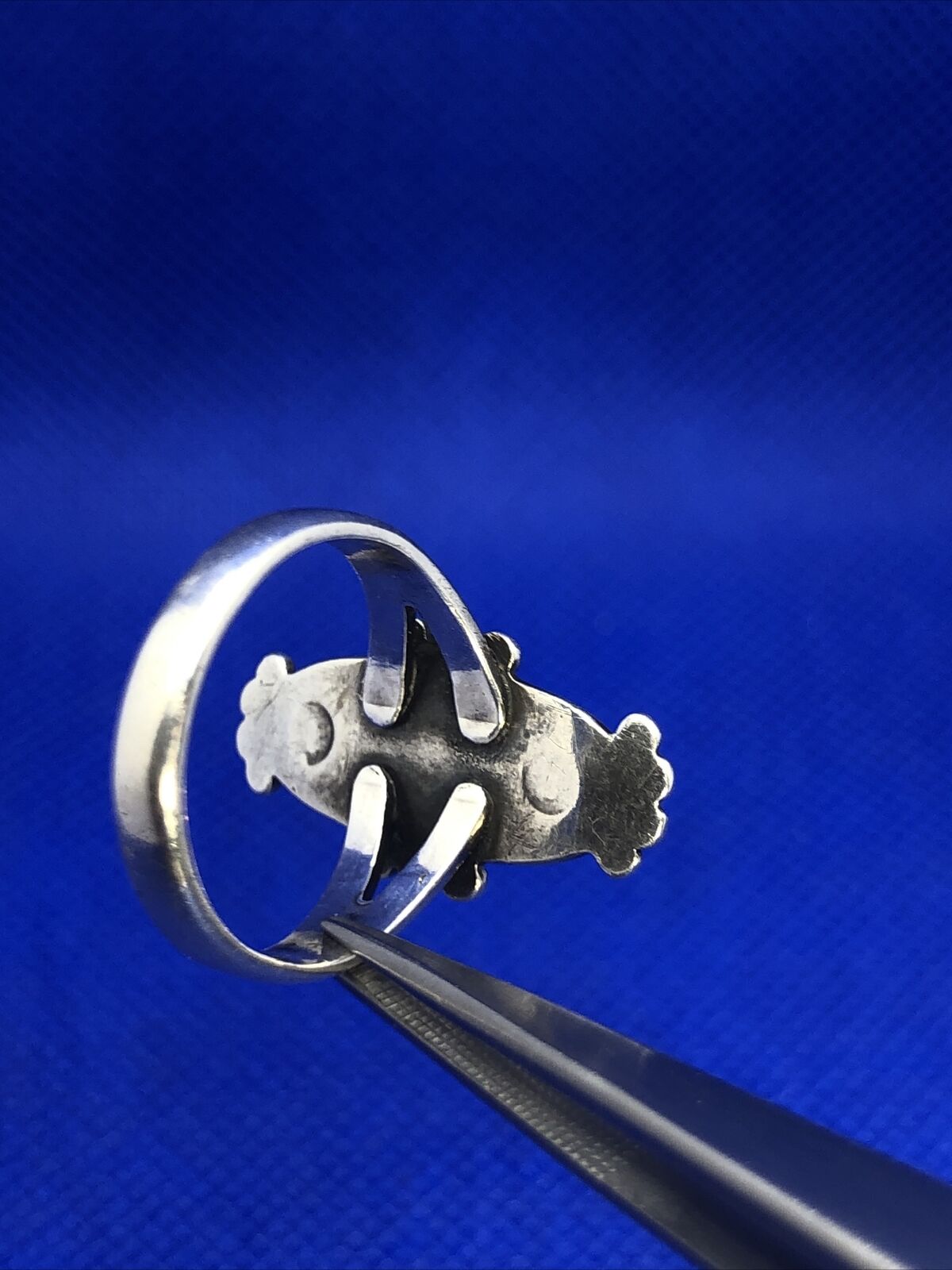 Native American Signed 925 Sterling Silver Oval Turquoise Ring