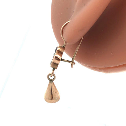 Designer Jane Diaz 10K Yellow Gold Champagne Diamond Drop Dangle Hook Earrings