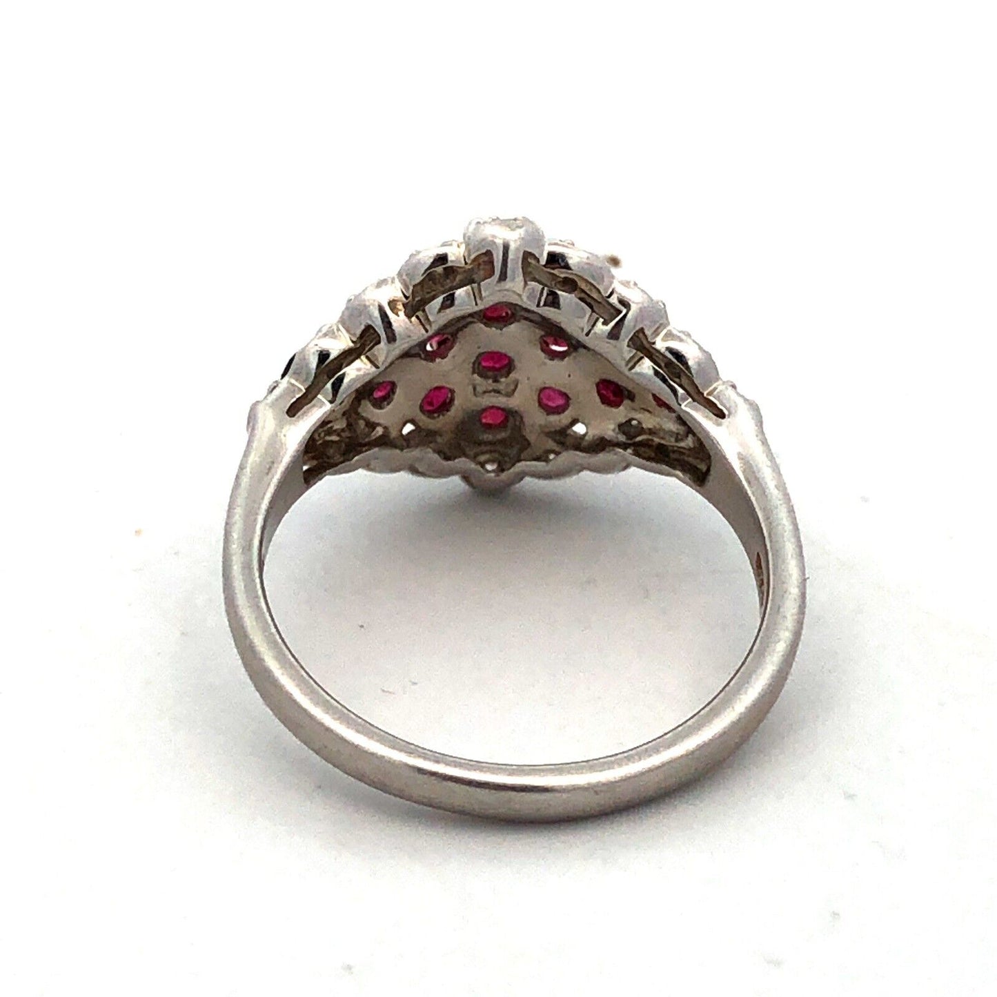 Designer TGGC 925 Sterling Silver Pink Tourmaline White Topaz Cluster Ring