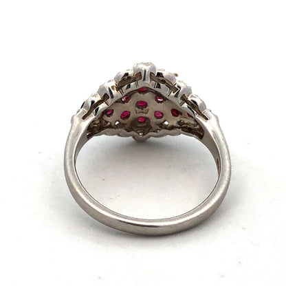 Designer TGGC 925 Sterling Silver Pink Tourmaline White Topaz Cluster Ring