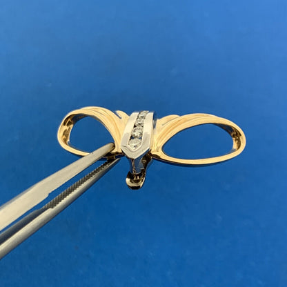 Gorgeous 14k Yellow Gold White Gold Round Cut Diamond Modernist Enhancer Pendant