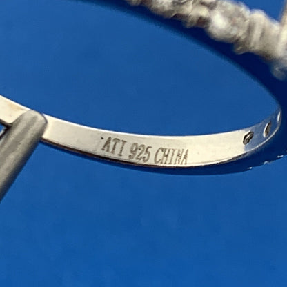 Stunning Sterling Silver ATI Cubic Zirconia Solitaire Accents Statement Ring