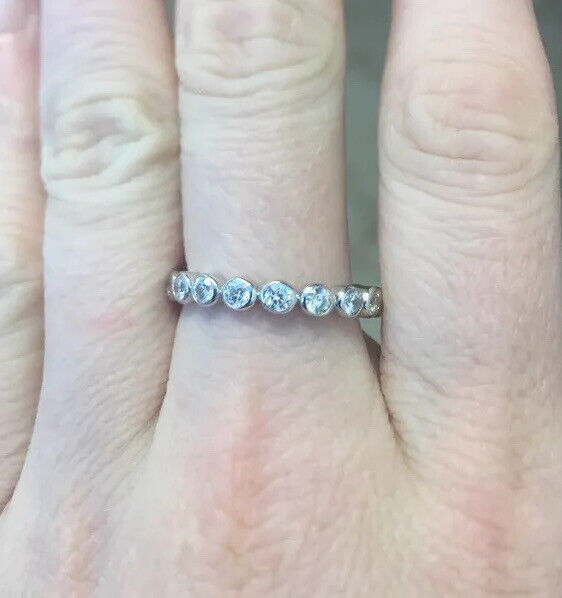 Stackable Sterling Silver .925 Round Cubic Zirconia Eternity Bridal Size 8 Ring