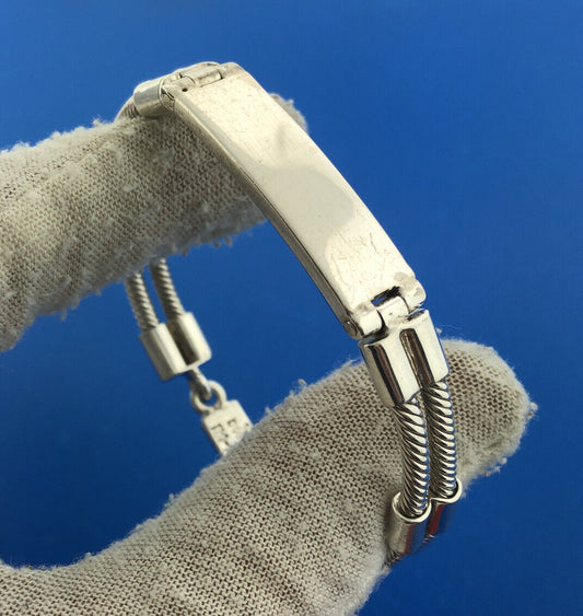 Taxco TV-141 Mexican Sterling Silver 925 6.5" Twin Cable ID Cuff Bracelet