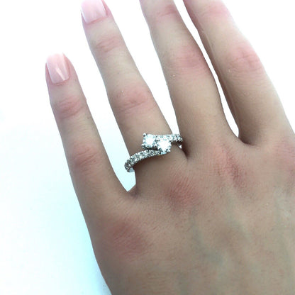 Zales 14K White Gold Diamond Duo Bypass Accented Engagement Promise Wedding Ring