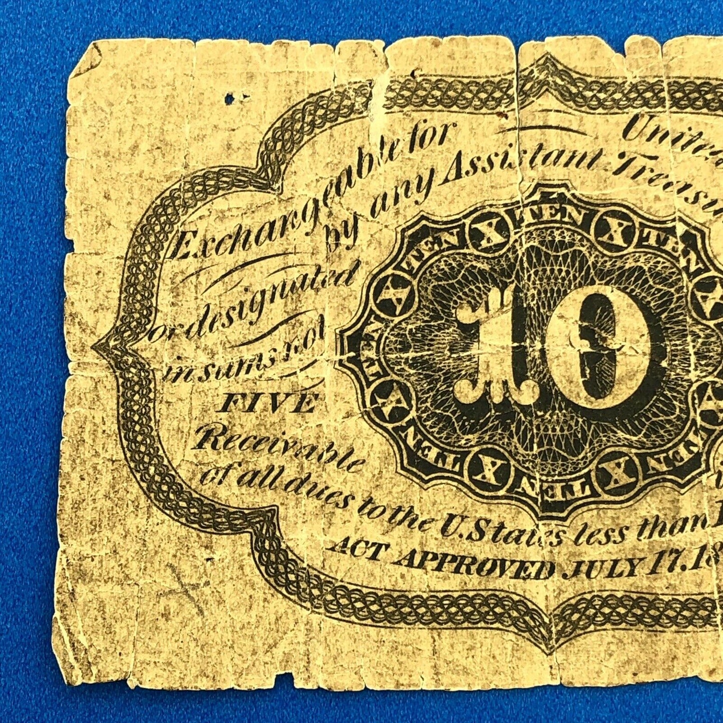 1862 1st Issue 10 Cents Postage Fractional Currency Civil War Note Fr. 1240