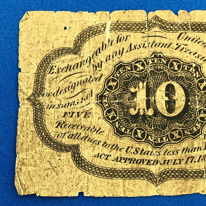 1862 1st Issue 10 Cents Postage Fractional Currency Civil War Note Fr. 1240