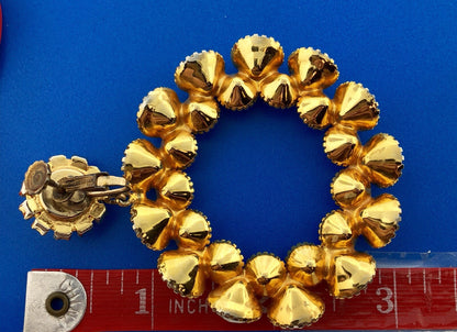 Extravagant Gold Tone Runway Rhinestone Statement Hoop Clip Glamour Earrings