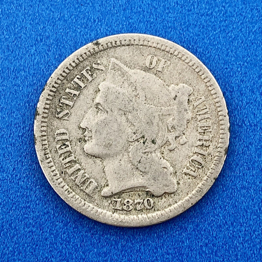 1870 P Nickel Three Cent Piece 3c Better Key Rare Scarce Philadelphia Coin