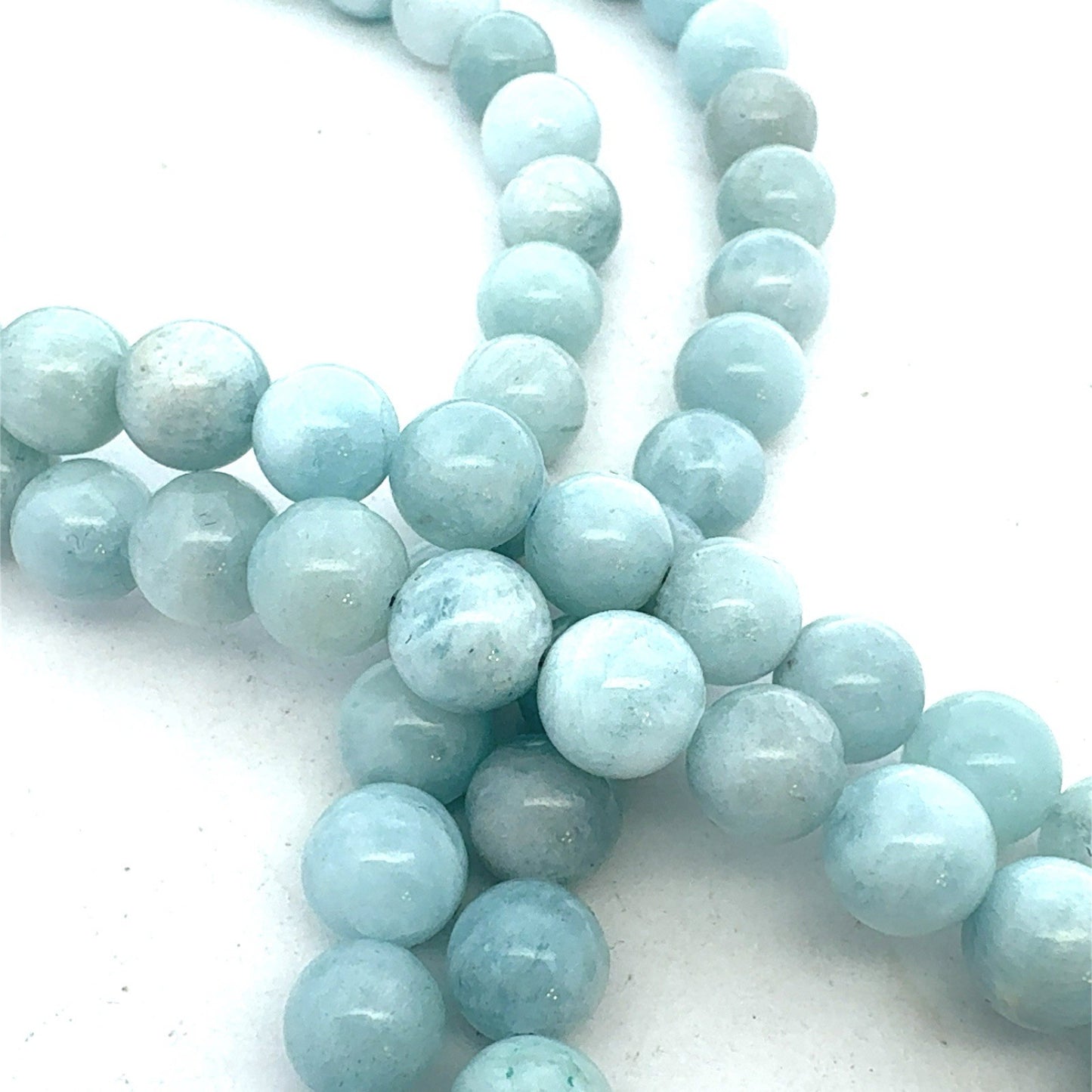Estate 925 Sterling Silver Blue Lace Agate Double Row Beaded Statement Necklace