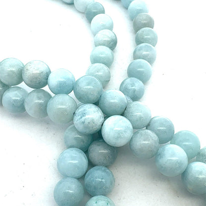 Estate 925 Sterling Silver Blue Lace Agate Double Row Beaded Statement Necklace