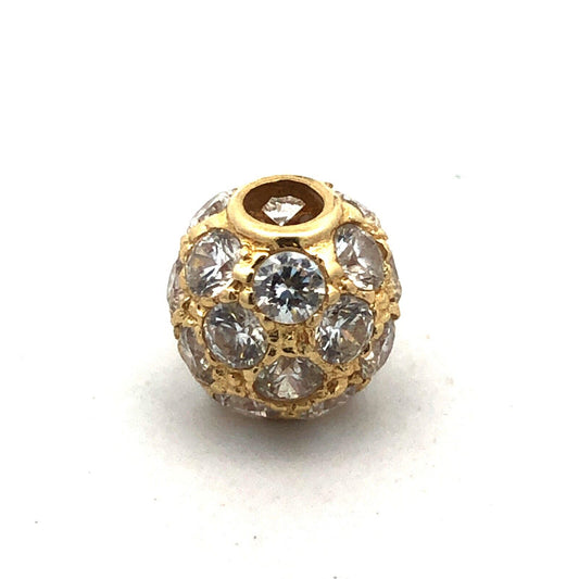 Gorgeous 14k Yellow Gold Sparkling Round Cut CZ Circular Sphere Bracelet Charm