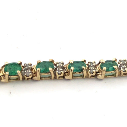 Designer P 10K Yellow Gold Emerald Diamond May Anniversary Tennis Bracelet