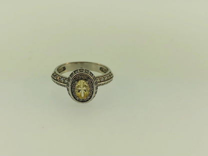 Sterling Silver Yellow White Cubic Zirconia Engagement Bridal Ring S179