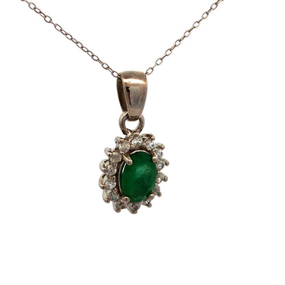 Designer DJoy 925 Sterling Silver Oval Zambian Emerald Topaz Pendant Necklace