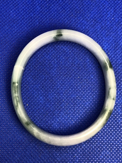Vintage 3-Piece Green & White Quartz Stackable Bangle Bracelets