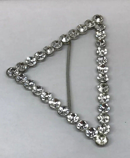Dramatic Vintage Runway Silver Tone Rhinestone Triangle Scarf Belt Slide Buckle