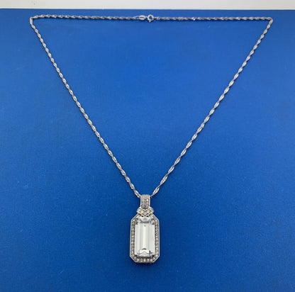 Designer Sterling Silver Diamonique Cubic Zirconia Statement Pendant Necklace