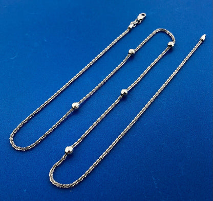 Italy 14K White Gold Twisted Rope Disco Ball Station Necklace