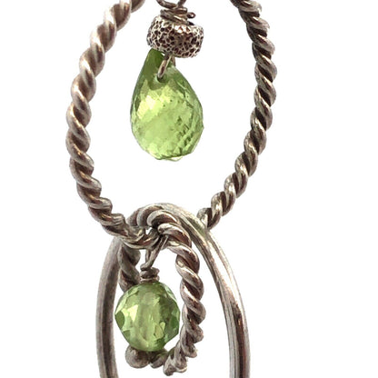 Designer 925 Sterling Silver Peridot Bead 5 Circle Drop Dangle Stud Earrings