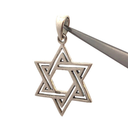 925 Sterling Silver Israel Star Of David Jerusalem Star Statement Pendant