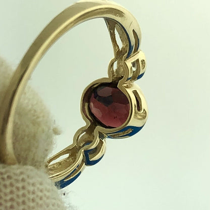 14K Yellow Gold Oval Red Spinel White Sapphire Accented USGL Certified Sz 7 Ring