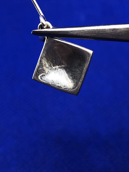 Designer Marcasite 925 Sterling Silver Square Drop Dangle Stud Earrings