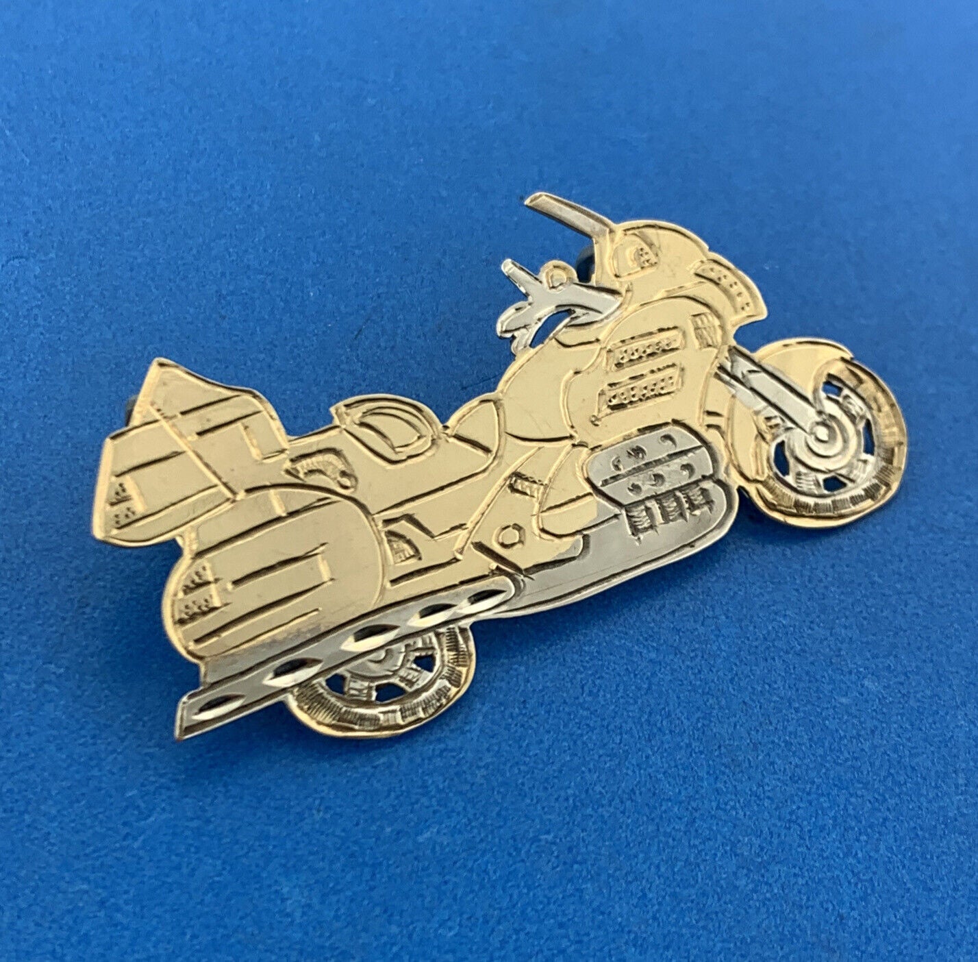Custom Artisan 10K Yellow White Gold Two Tone Motorcycle Statement Pendant
