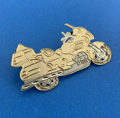 Custom Artisan 10K Yellow White Gold Two Tone Motorcycle Statement Pendant