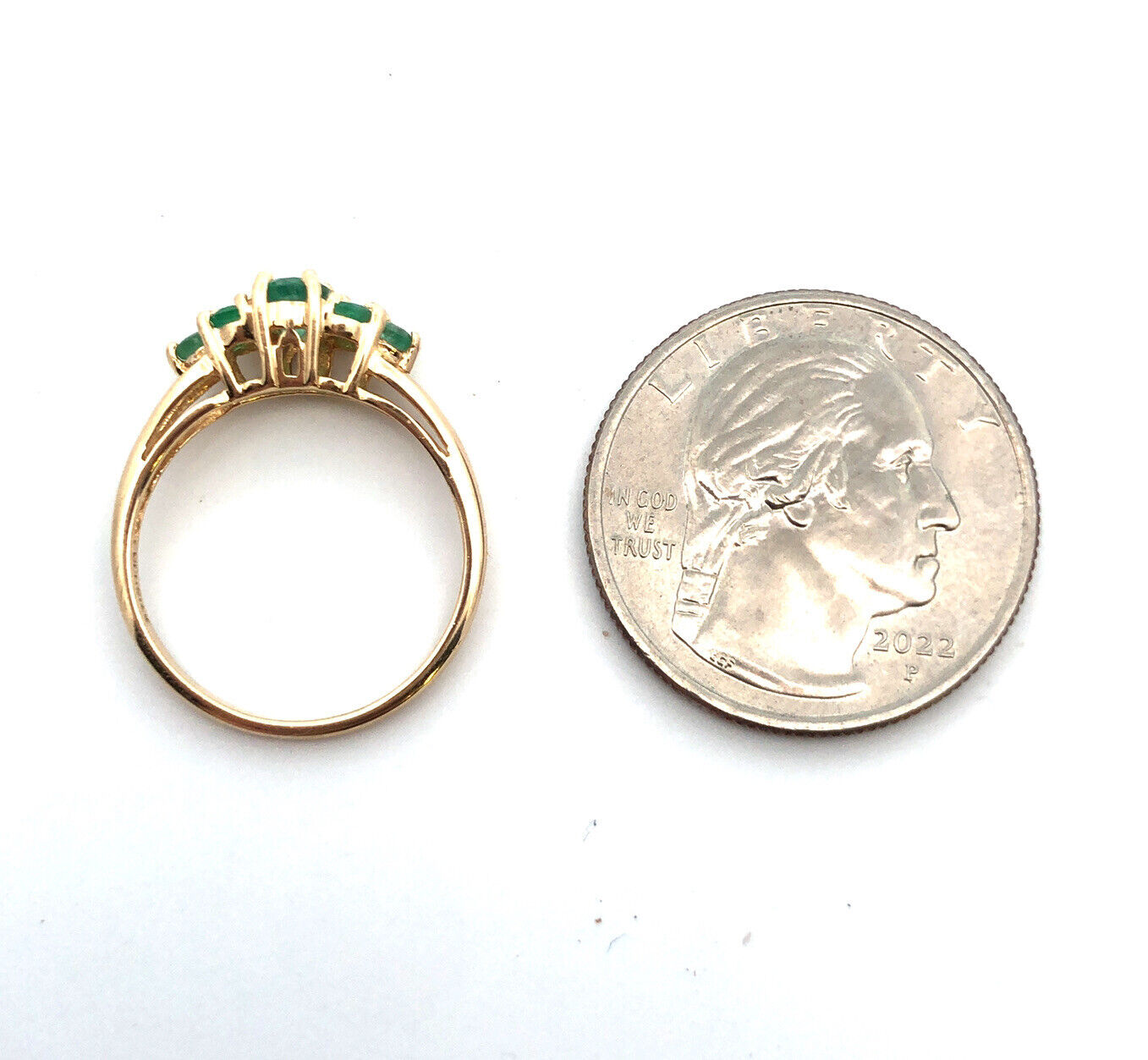 Designer 14K Yellow Gold Oval Emerald May Anniversary Cocktail Ring