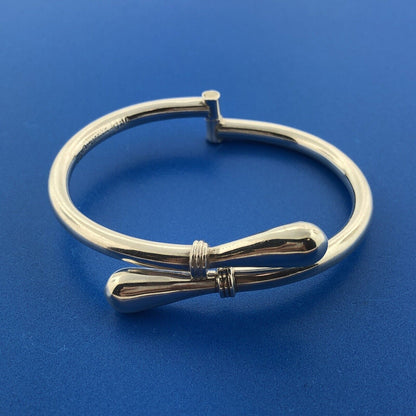 Vintage Taxco Mexico Sterling Silver 925 Modernist Clamper Hinge Cuff Bracelet