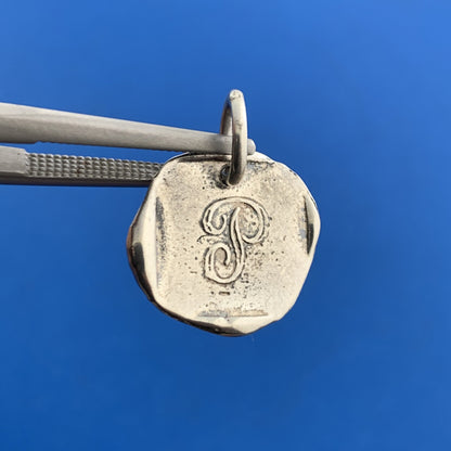 Waxing Poetic 925 Sterling Silver Monogram Script P Initial Disc Bracelet Charm