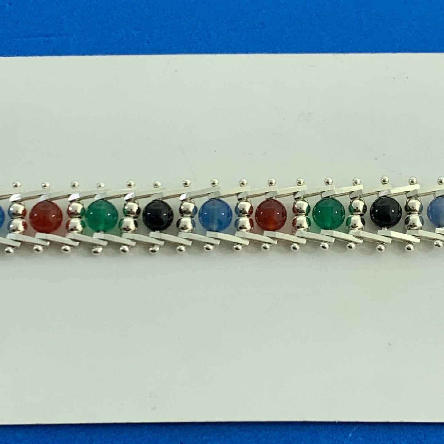 Designer Milor 925 Sterling Silver Riccio Rolling Mixed Gemstone Bead Bracelet