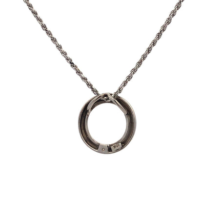 Designer Italy 10K White Gold Diamond Infinity Eternity Circle Pendant Necklace