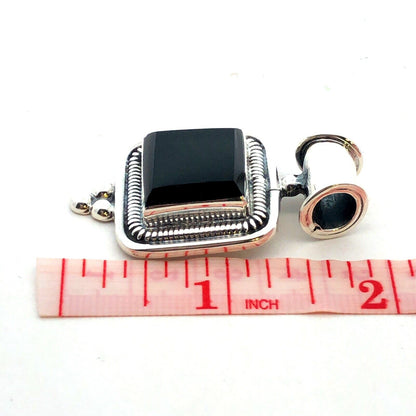 Taxco Mexico 950 Silver TN-30 Square Black Onyx Statement Pendant
