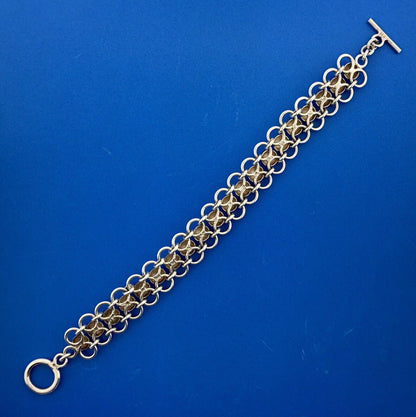 Vintage Sterling Silver 925 Bead Ball Open Work Statement Toggle Bracelet