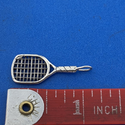 Vintage 925 Sterling Silver Handball Tennis Racket Bracelet Dangle Charm