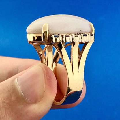 14K Yellow Gold Lavender Jade Diamond Ruby Sapphire Accented Statement Ring