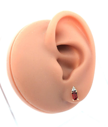 Designer 10K Yellow Gold Lab Created Ruby Diamond Accent January  Stud Earrings