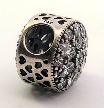 PANDORA 925 Sterling Silver Cubic Zirconia Studded Star & Hearts Bead Charm