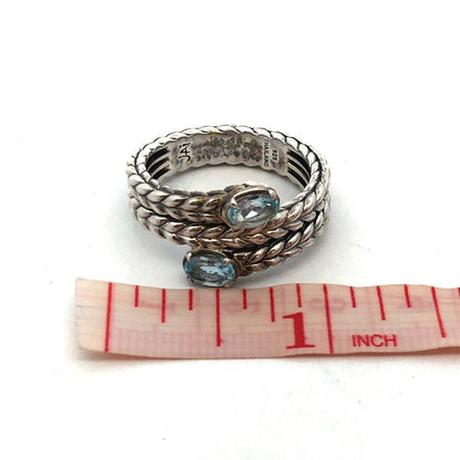 Designer John Hardy JAi 925 Sterling Silver Blue Topaz Braided Wrap Band Ring
