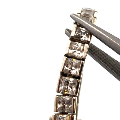 Designer 925 Sterling Silver Square Cubic Zirconia CZ Tennis Bracelet
